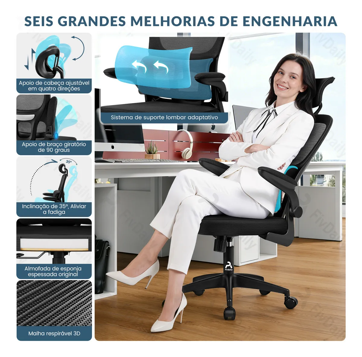 Cadeira ergonômica C600 Fivdaily