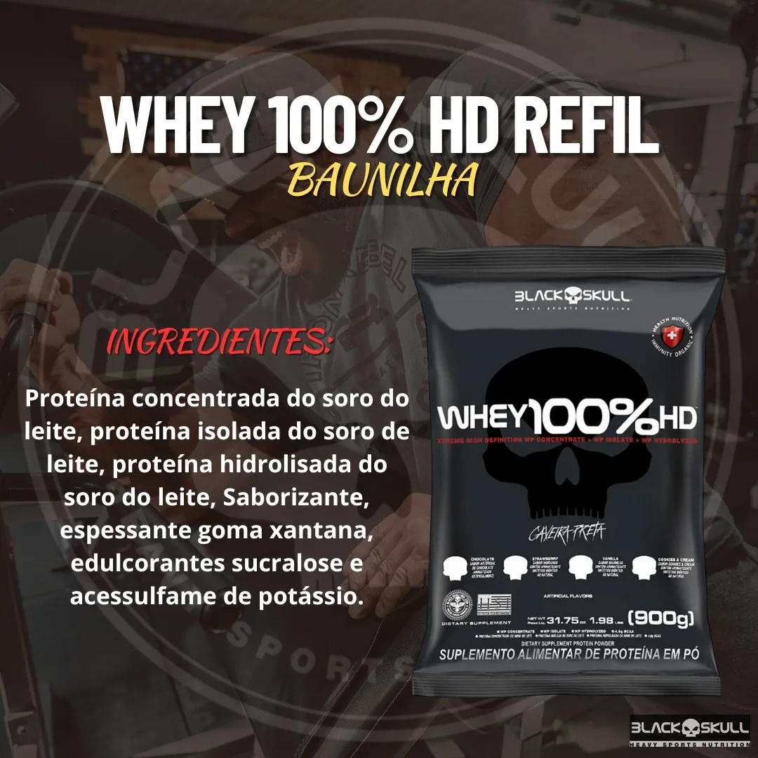 Whey Protein 100% HD Black Skull Baunilha